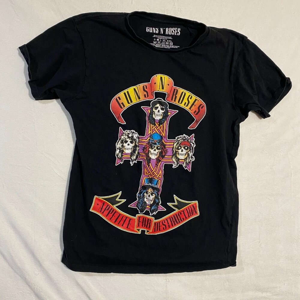 Guns & Roses T-Shirt Womens M Black Graphic Appetite For Destruction Rock Music